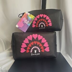French Bull Black and Pink Heart Cosmetic Bag Set